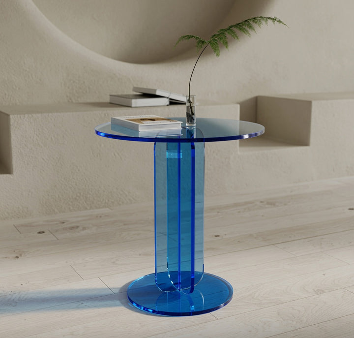 Blue Pedestal Side Table