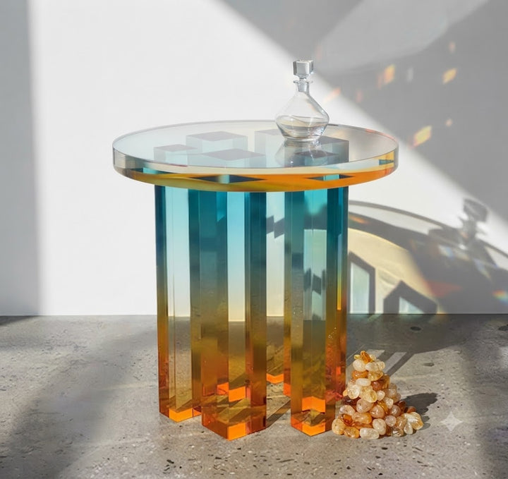Gold Pillar Leg Side Table